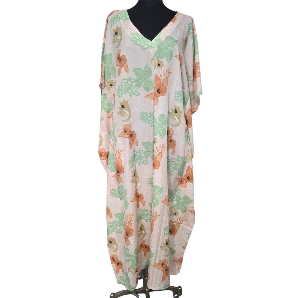 Miss Lavish London Kaftan House Dress Floral Cover-up Robe Women's Size M India
